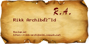 Rikk Archibáld névjegykártya